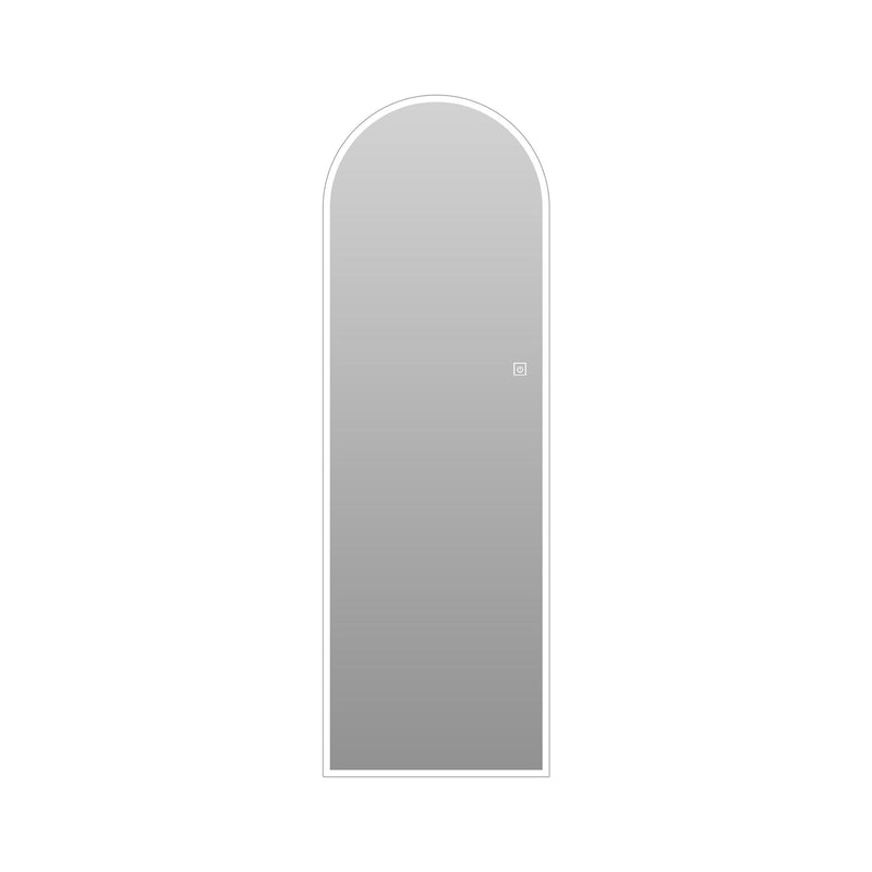 LED Full Length Wall Mirror With Symmetrical Arch Design, Dimmable 3 Color Temperature Lighting - Silver