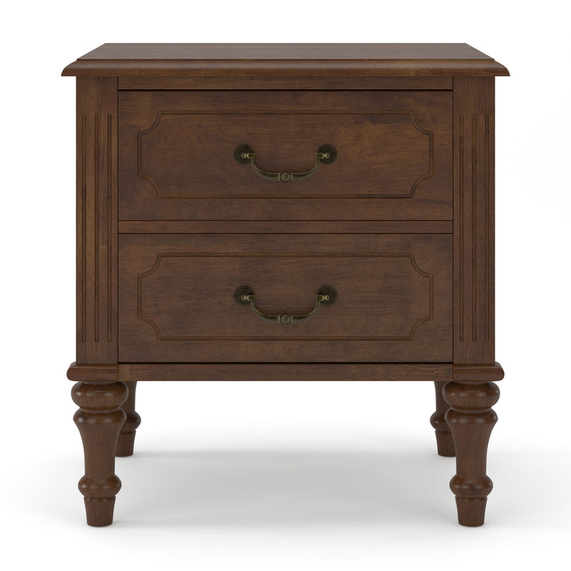 Fluted Nightstand With 2 Drawers, Bedside Table - Walnut