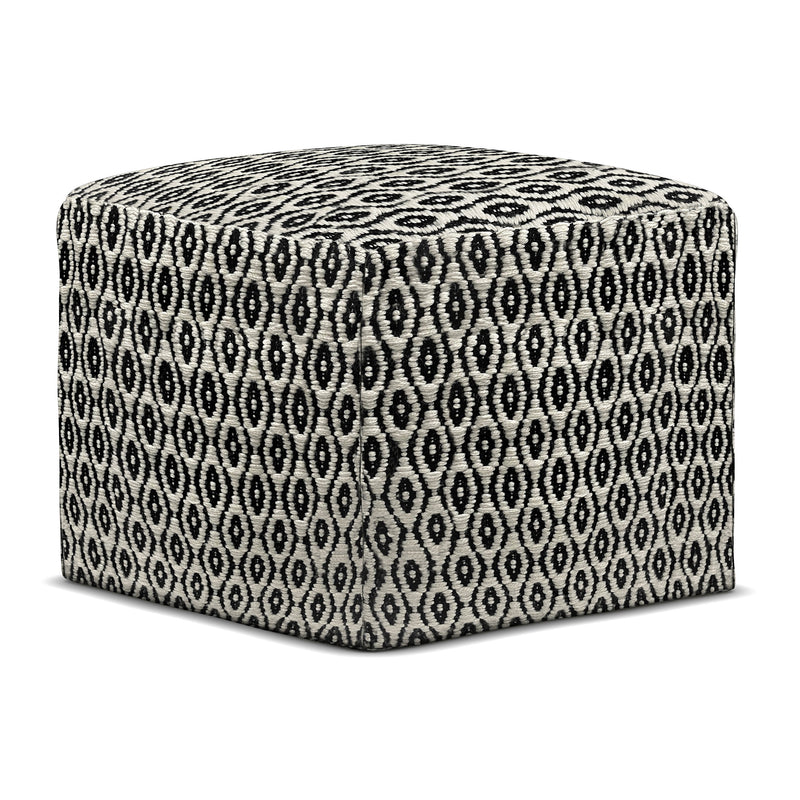Kiana - Square Outdoor / Indoor Pouf - Black / White