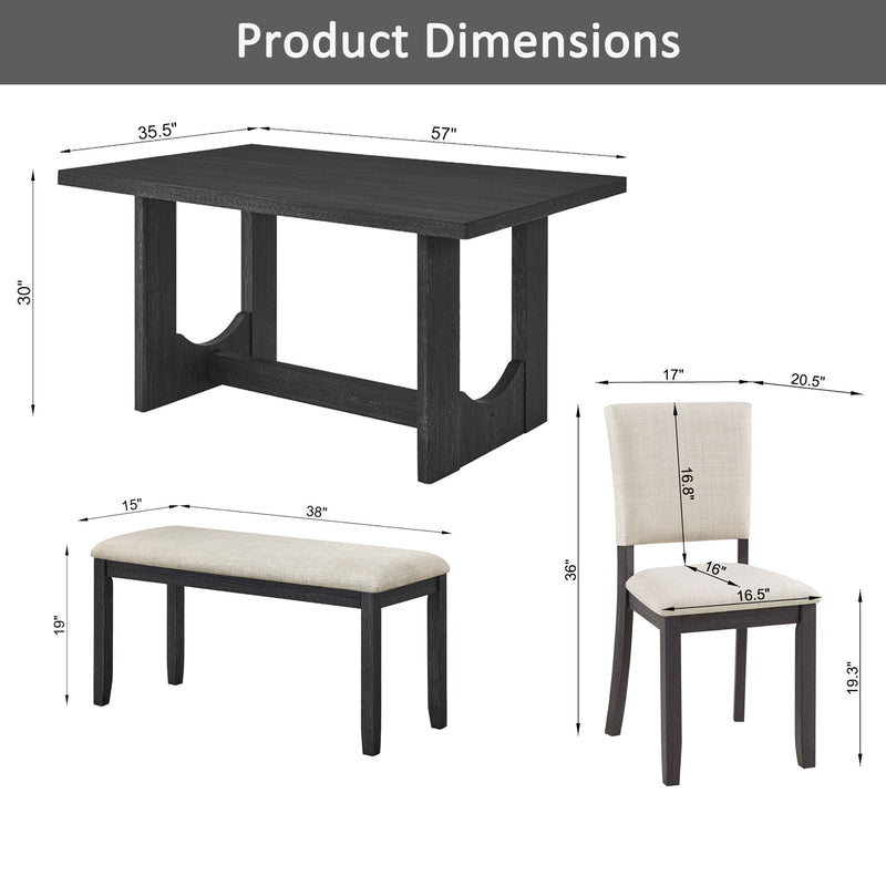 Dining Table Set, Rectangular Kitchen Table With Upholstered Chairs