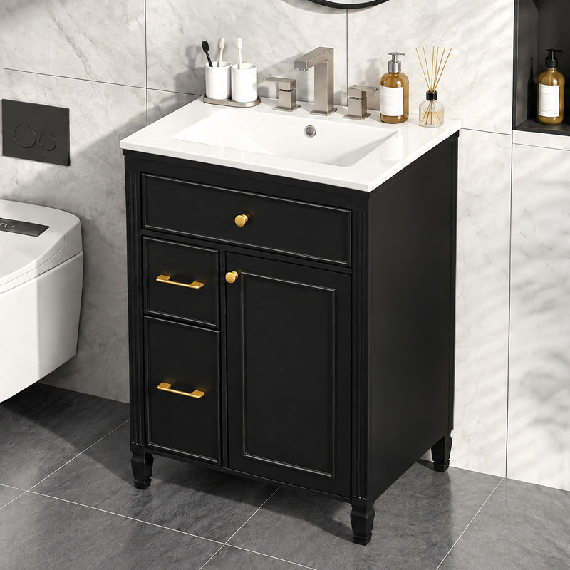 Freestanding Bathroom Vanity With Sink, Soft Close Door, Tip Out Drawer