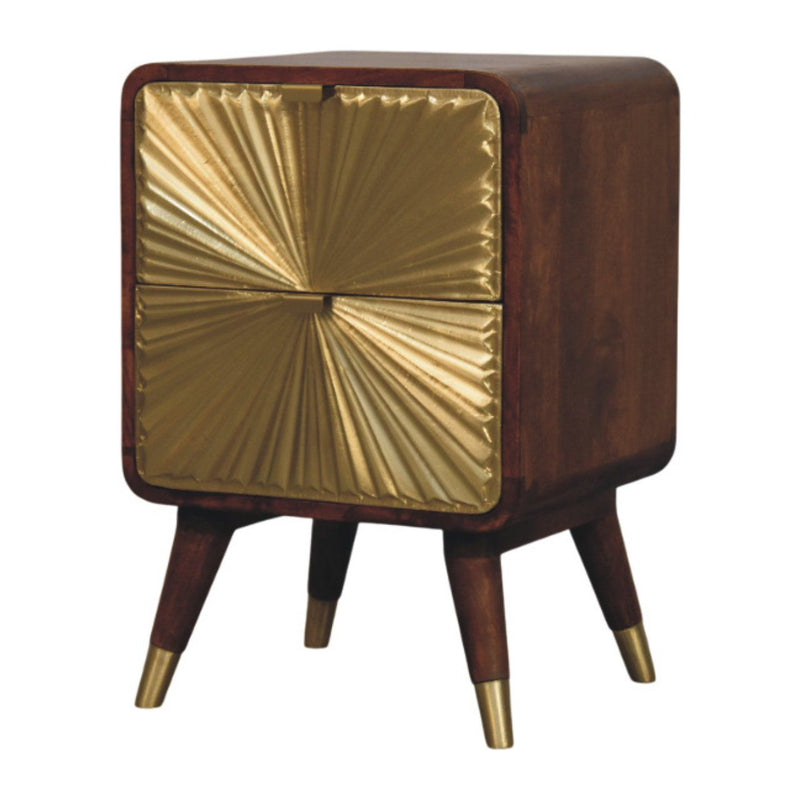 Avora - Brass Embossed 2 Drawer Nightstand - Brown / Golden
