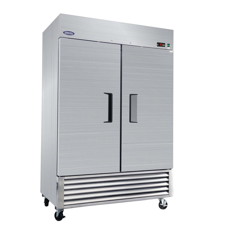 54" Commercial Freezer 49 Cu.Ft With 2 Solid Door Reach-In Freezers Stainless Steel Etl Approved Upright Freeze Storage - Silver