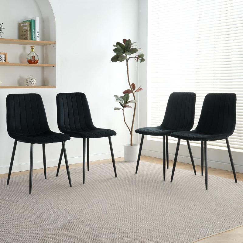 Dining Chair, Modern Kitchen Dining Chair With Cushion Back, Upholstered Side Chair With Coated Metal Legs, Family Kitchen Dining Room And Living Room