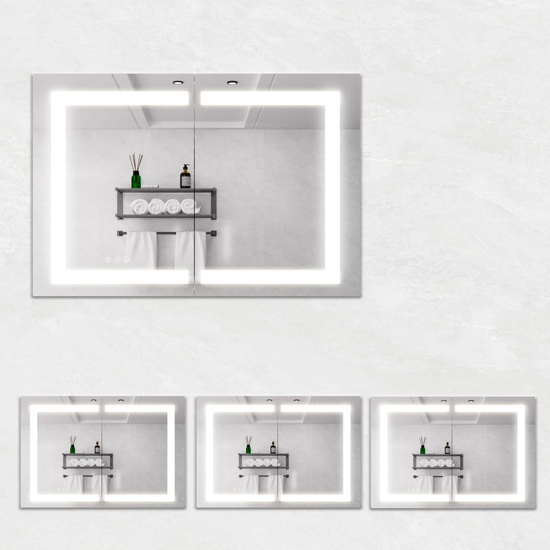 Medicine Cabinet With LED Vanity Mirror, Anti-Fog, Waterproof, Dimmable With Touch Switch