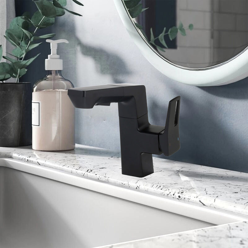 Modern Smart LED Bathroom Faucet With Temperature Digital Display And Pull Down Sprayer
