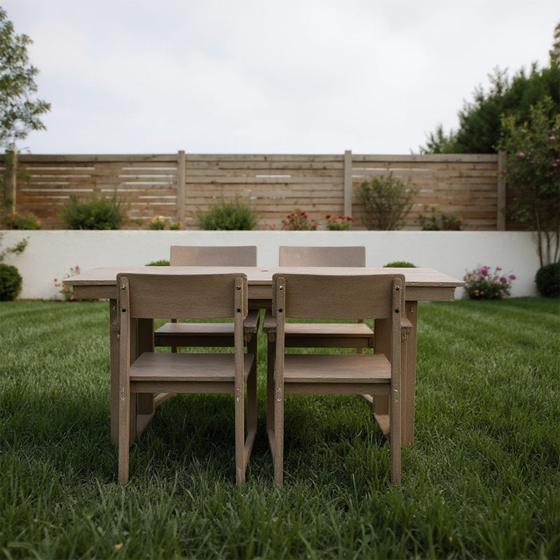 5 Piece Outdoor Dining Set, Table With Umbrella Hole And 4 Armrest Chairs
