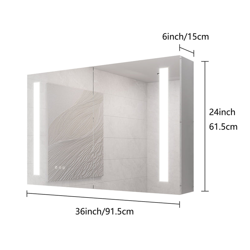 LED Medicine Cabinet With Mirror, Double Door With Defogger, Dimmer, Surface Mount