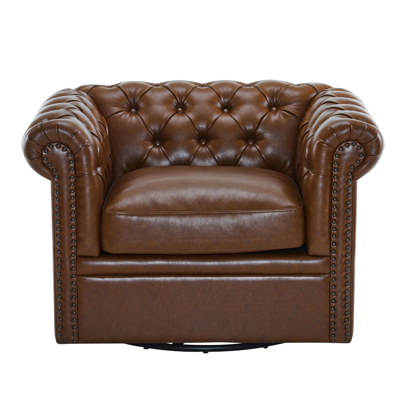 Chesterfield Style Swivel Club Chair With Button Tufted
