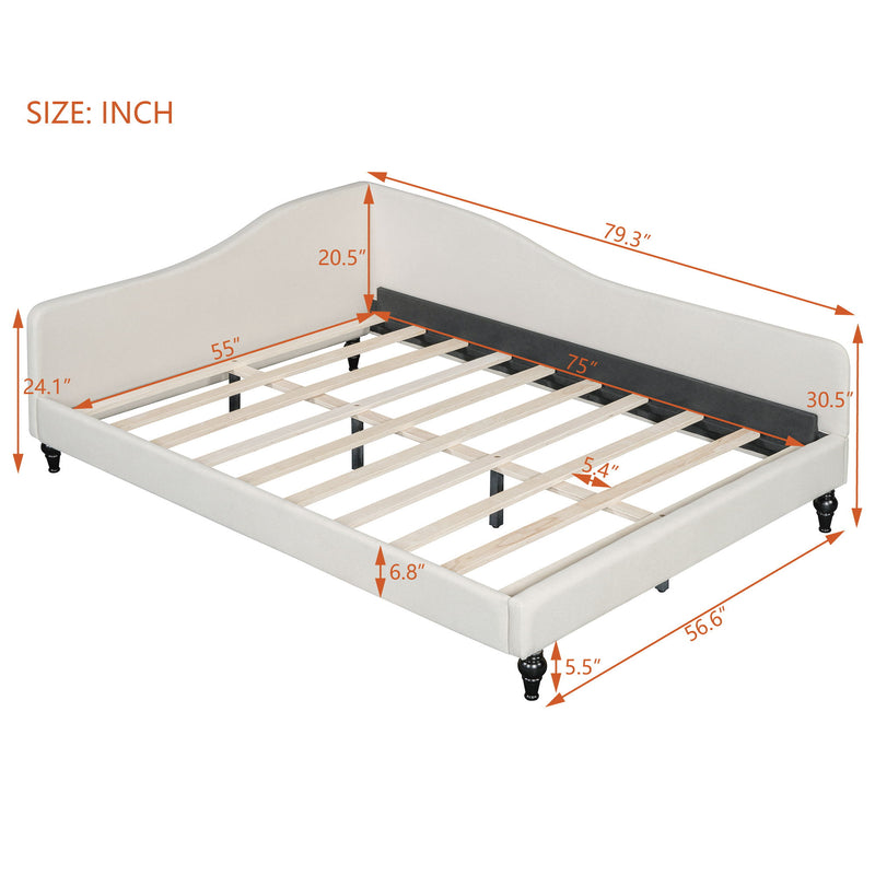 Modern L Shaped Linen Daybed With Legs