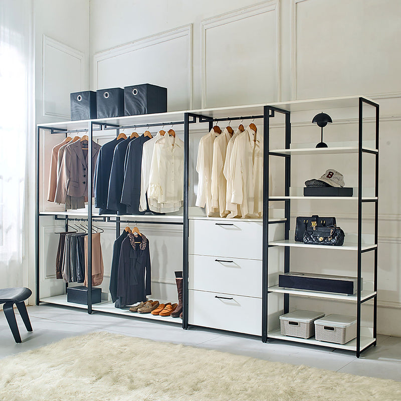 Fiona - Freestanding 4 Tower Walk In Closet System Wood Metal - White