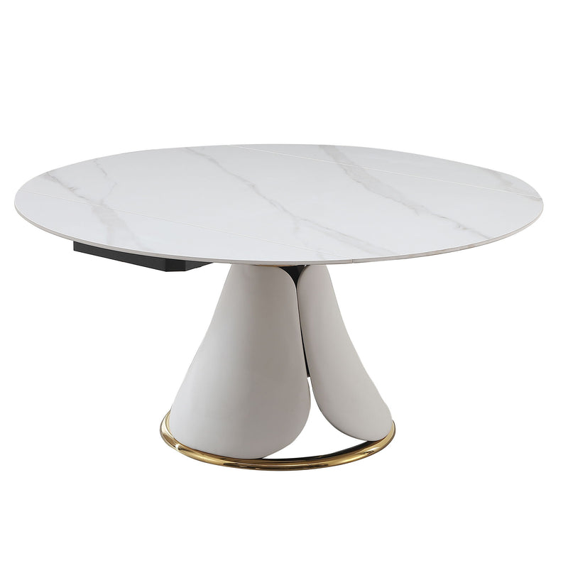 Fashion Modern Sintered Stone Dining Table With Retractable Function And Chairs