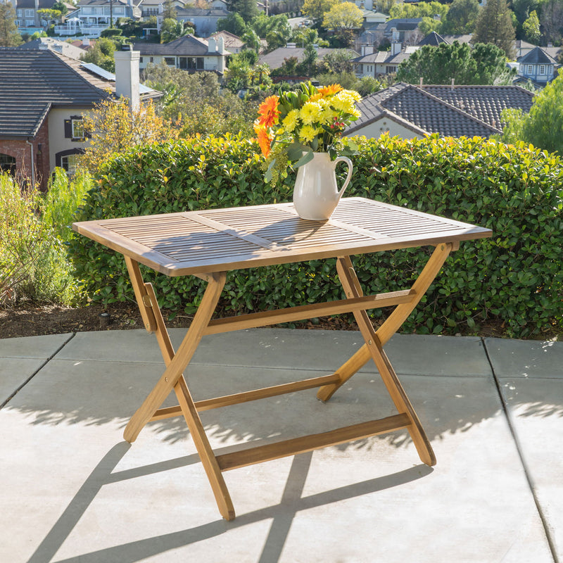 Blissique - Outdoor Foldable Wood Dining Table With Slat Design