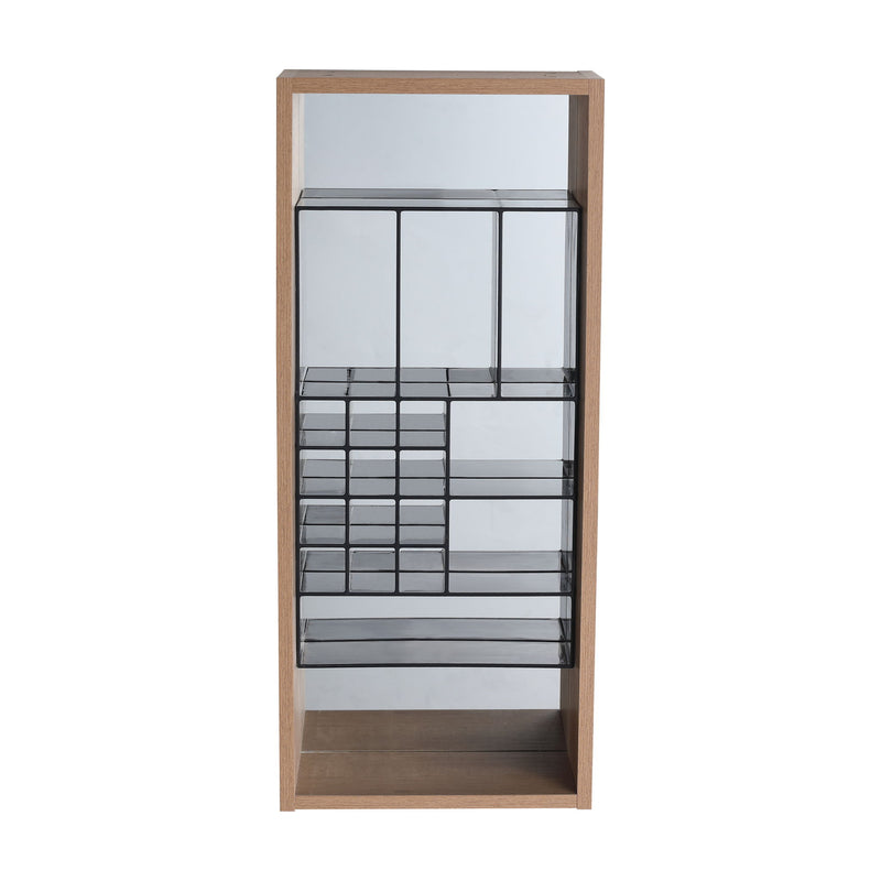 12" Wall Mounted Mirror Cabinet With Storage - Imitative Oak