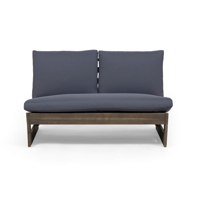 Outdoor Loveseat With Slat Paneling And Water Resistance Cushion - Dark Gray