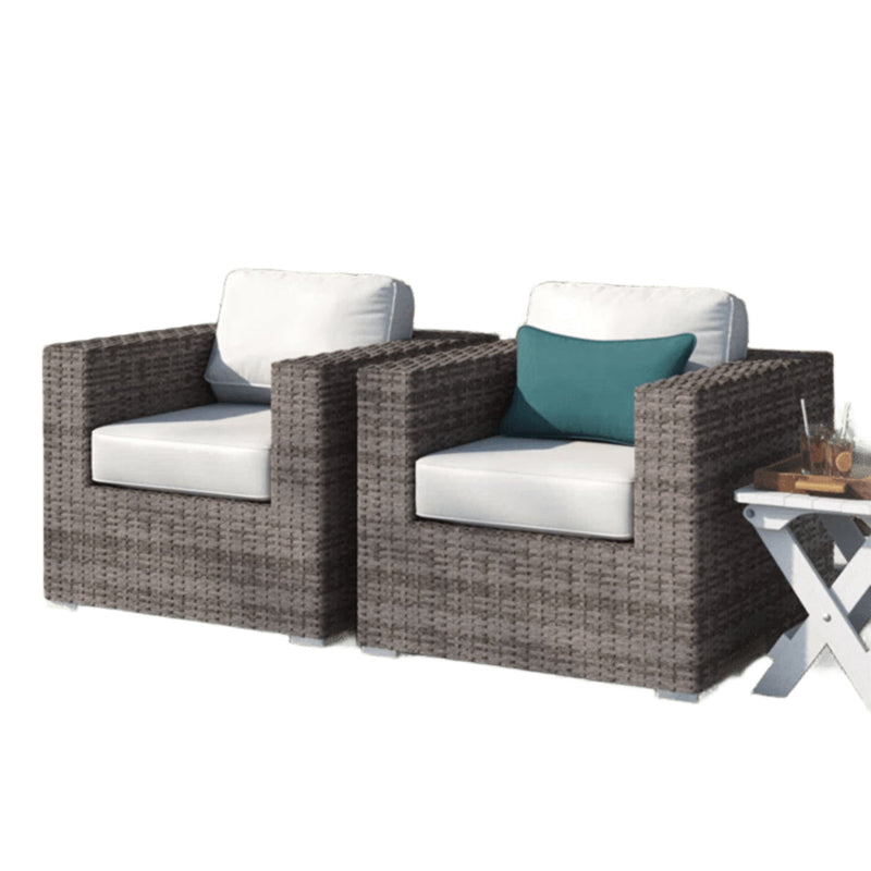 Grade - Club Patio Chair With Sunbrella Cushions Stylish And Durable Outdoor Seating For Ultimate Comfort (Set of 2) - Gray Mix / White