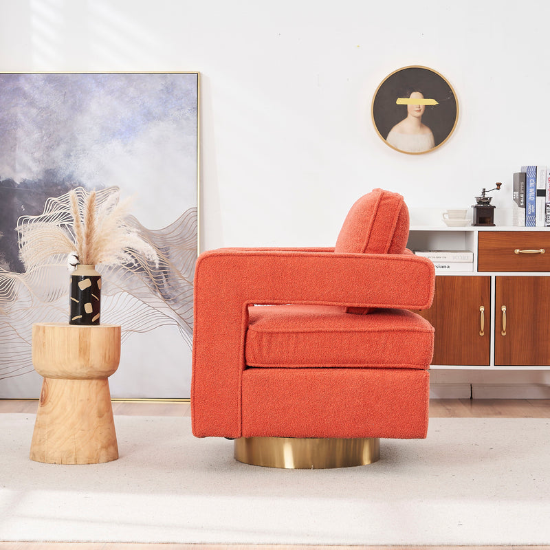 Swivel Barrel Chair For Living Room, 360 Degree Swivel Club Modern Accent Single Sofa Chair, Small Leisure Arm Chair For Nursery, Hotel, Bedroom - Orange