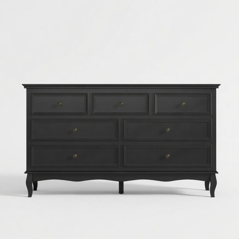 7 Drawer Dresser, Storage Chest - Black