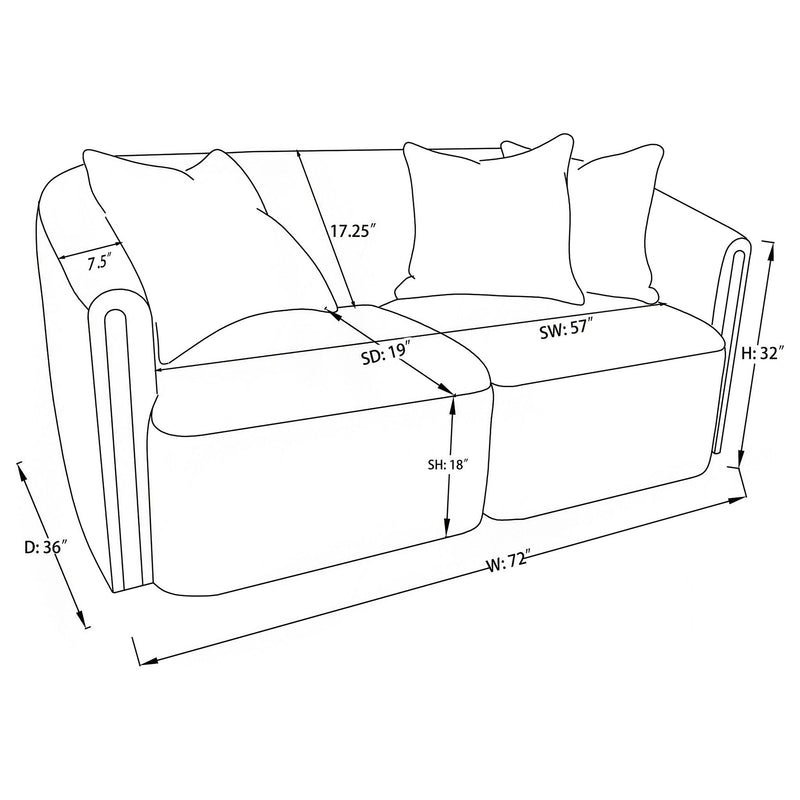 Silvana - Upholstered Rolled Loveseat With Curved Back And Foam Cushions - Beige
