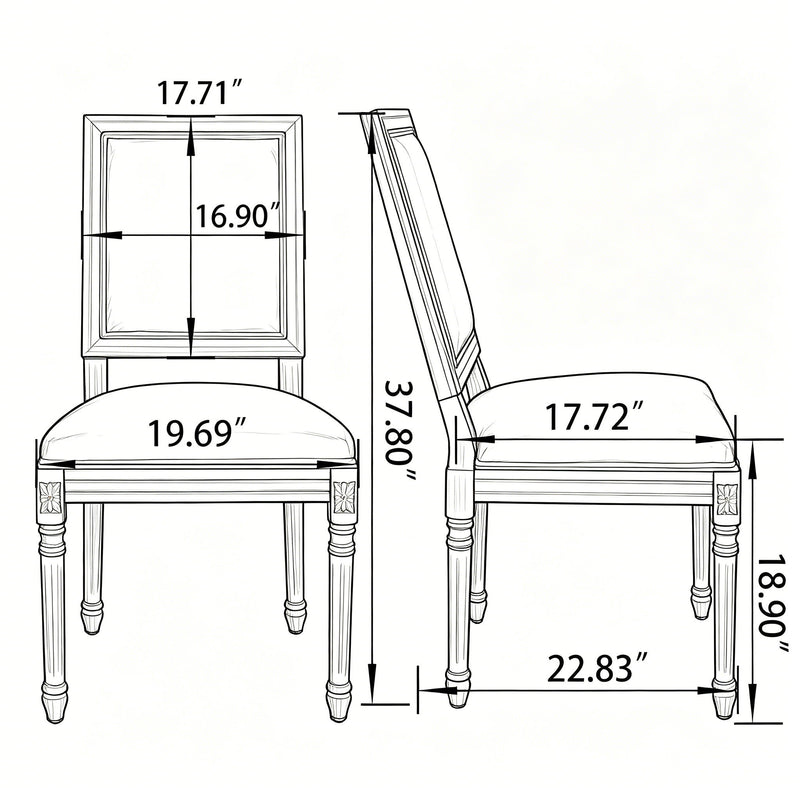 Dining Chairs With Upholstered Square Back (Set of 2)