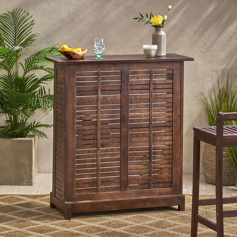 Riviera - Wood Bar Stylish Beverage Station Acacia Wood Compact - Brown