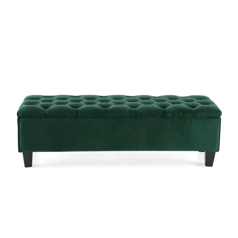 Contemporary Button Tufted And Diamond Stitched Storage Ottoman