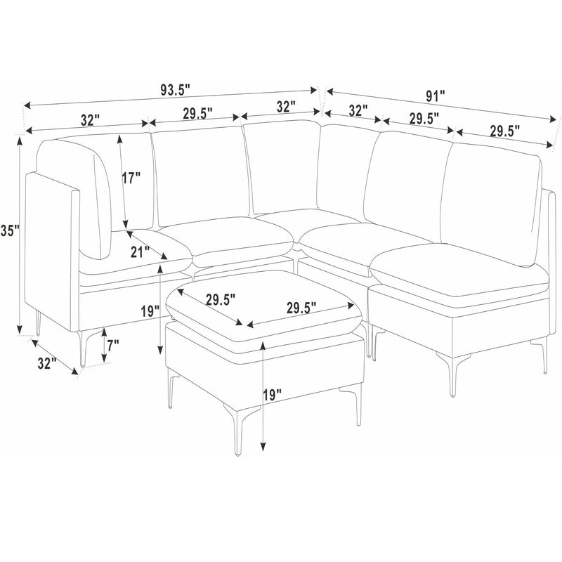 Upholstered Modular Sectional & Tall Legs