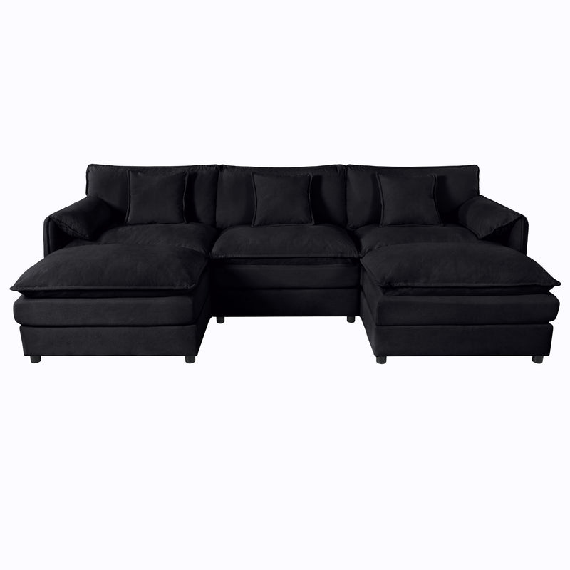 Modern Comfy Deep Seat Modular Sectional Sofa Cloud Couch With Ottoman
