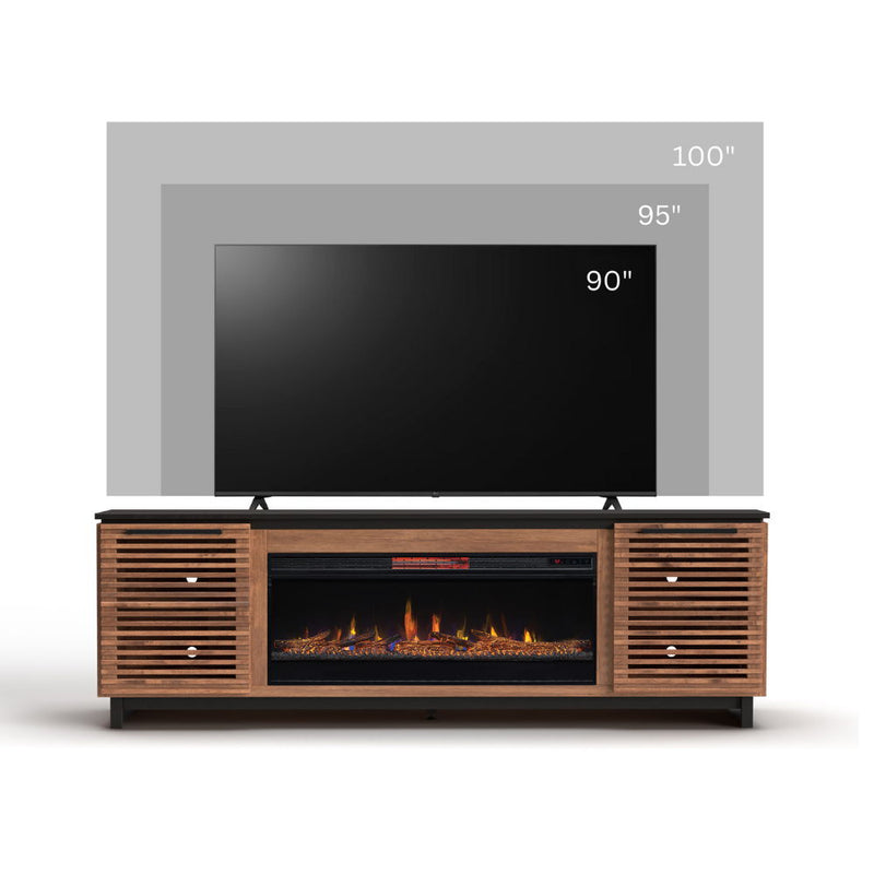 Fireplace TV Stand Console For TVs Up To 100" - Black / Bourbon