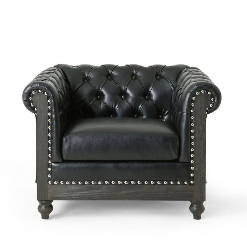 Luminex - Tufted Upholstered Club Chair With Nailhead Accents And Scrolled Tuxedo Arms