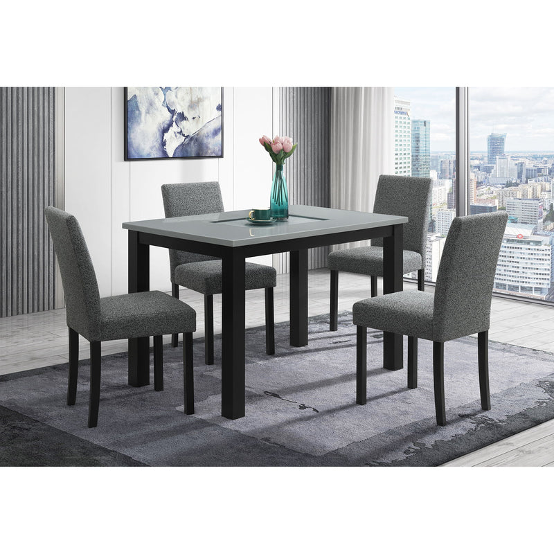 Dining Table Set With 4 Chairs, 5 Piece Set - Gray