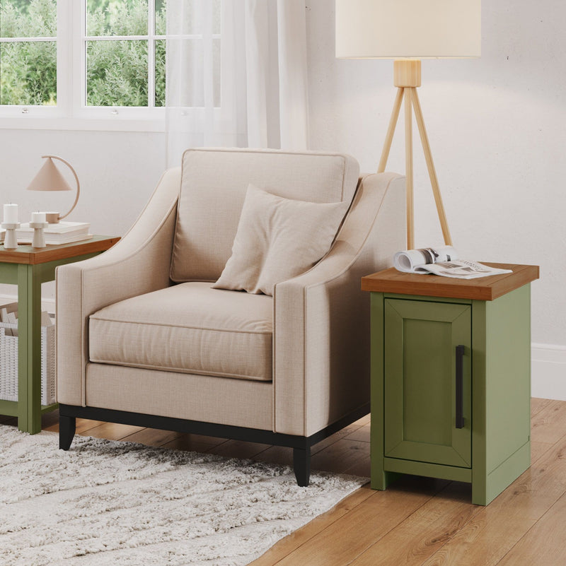 Chairside Table - Sage Green / Fruitwood