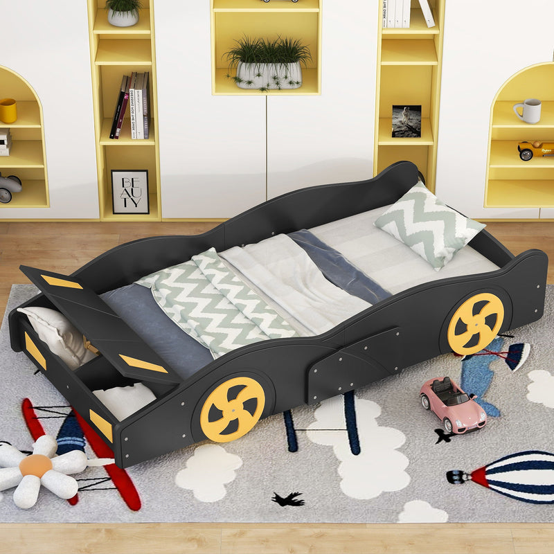 Race Car Shaped Platform Bed With Wheels And Storage