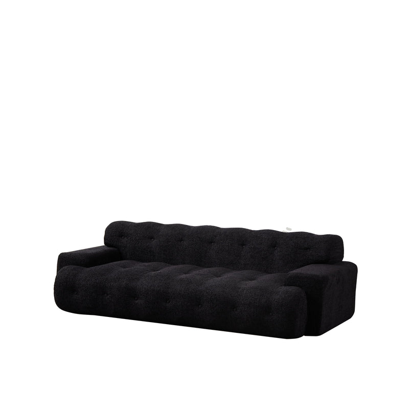 Cloud Series Minimalist Button Tufted Square Arm 3 Seater Sofa