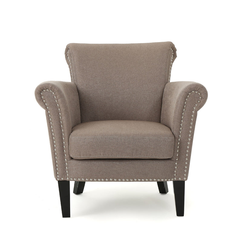 Elegant Club Chair With Nailhead Trim And Birch Wood Legs