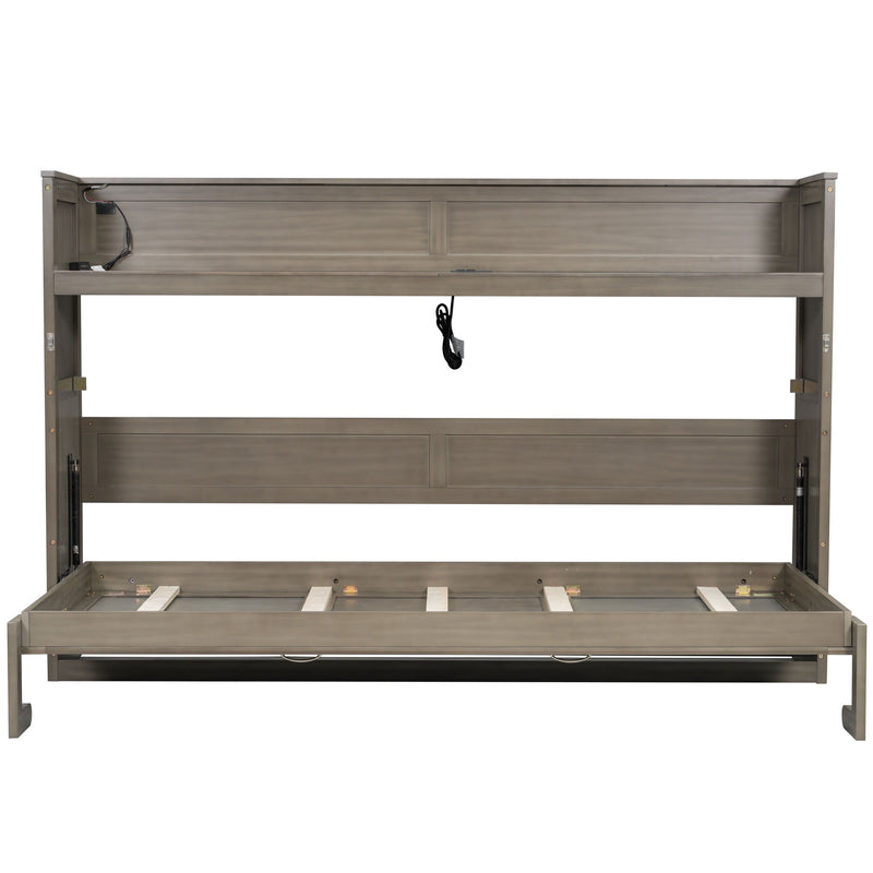 Murphy Bed With Desk, LED Light And USB Charging Station