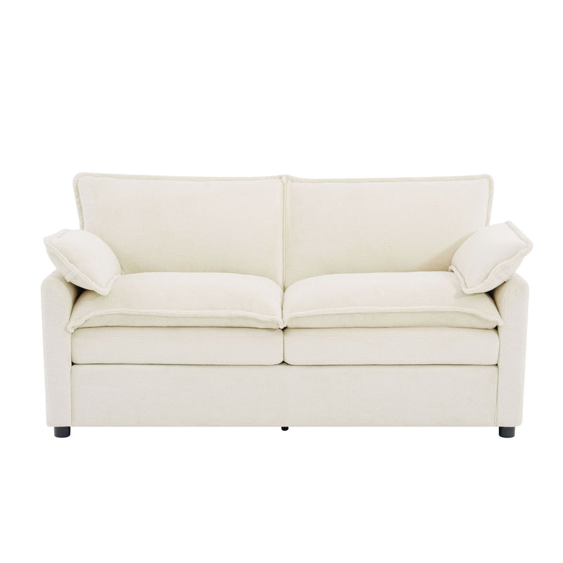 Modern Loveseat Sofa, Upholstered Couch With Side Storage Pockets