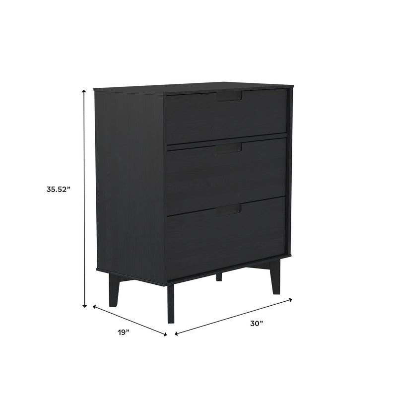 Modern 3 Drawer Dresser - Black
