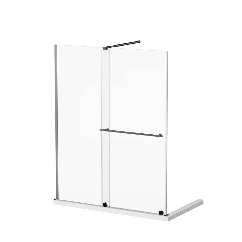 Frameless Shower Door Single Sliding, Adjustable Zinc Roller Rail - Chrome