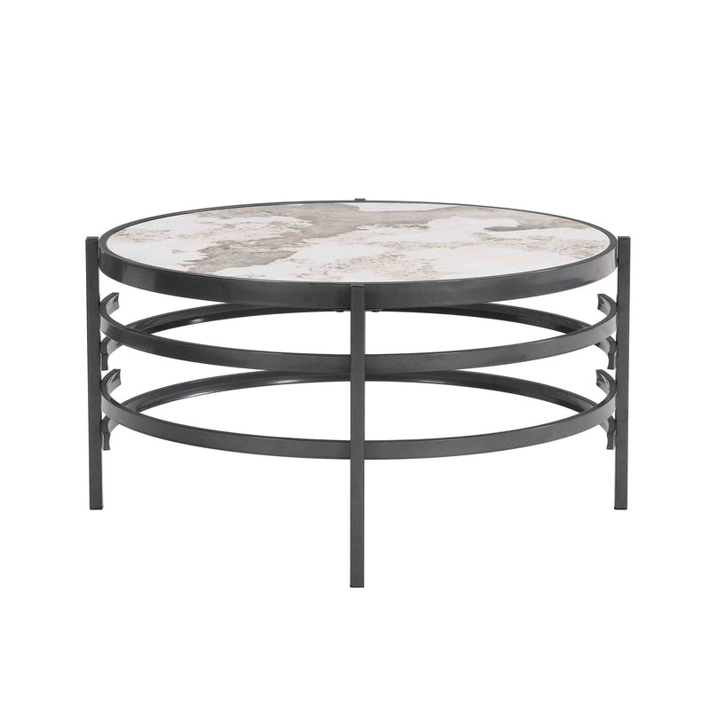 Round Table With Sintered Stone Top And Sturdy Metal Frame