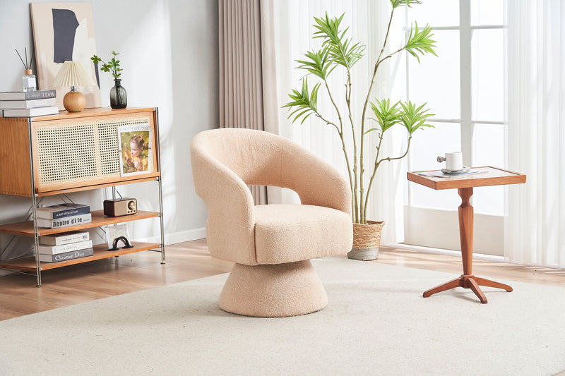 Round Barrel Accent Chair Armchair With Smooth Swivel Base