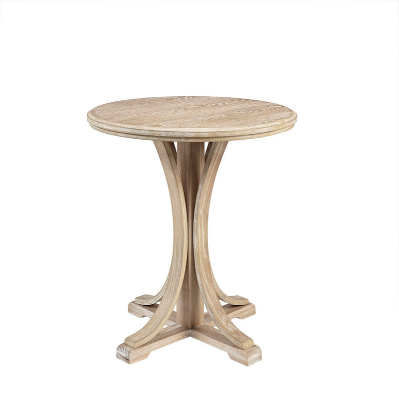 Accent Table Round Rustic Ash Veneer Reclaimed Wheat - Natural