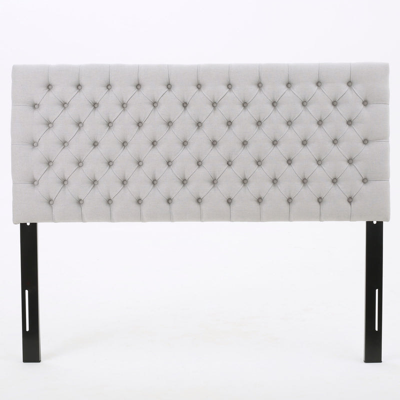 Queen Size Headboard With Button Tufting - Light Gray