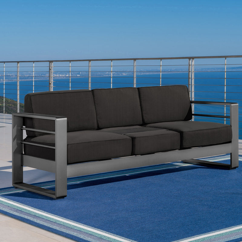 Cape Coral - Modern 3 Seater Sofa With Metal Tray