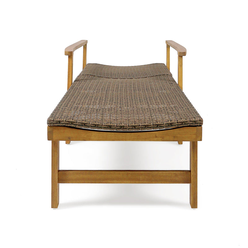 Hampton - Style Wood And Wicker Chaise Lounge With Adjustable Features And Natural - Natural
