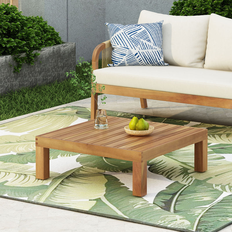 Mythical - Square Outdoor Coffee Table With Frame And Slat Top - Teak