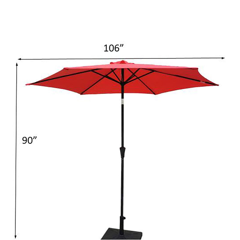 8.8' Outdoor Aluminum Patio Umbrella With 42 Pound Round Resin Umbrella Base
