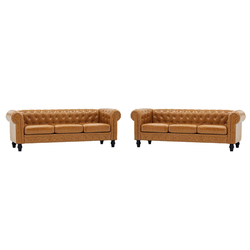 2 Piece Sofa Set With Rolled Armrests