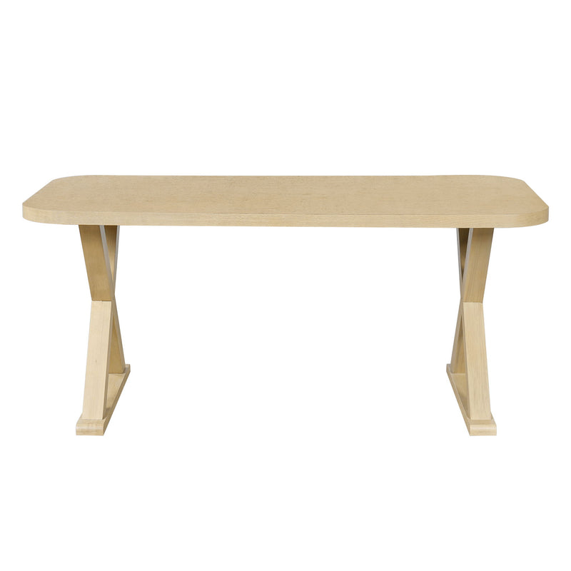 Dining Table With X-Shaped Legs, Rectangular Indoor - Natural