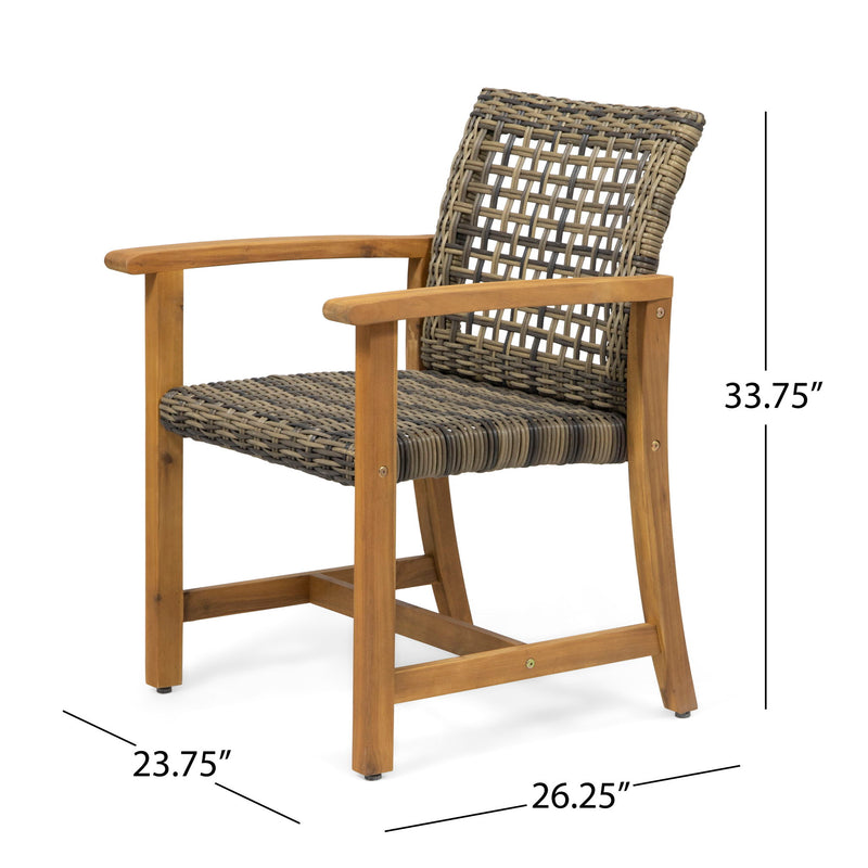 Outdoor Dining Chair Acacia Wood Frame (Set of 2)